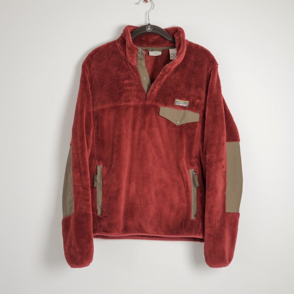 Fleece Snap Pullover Burnt Orange Hi-Pile Outdoor L.L. Bean Mens S